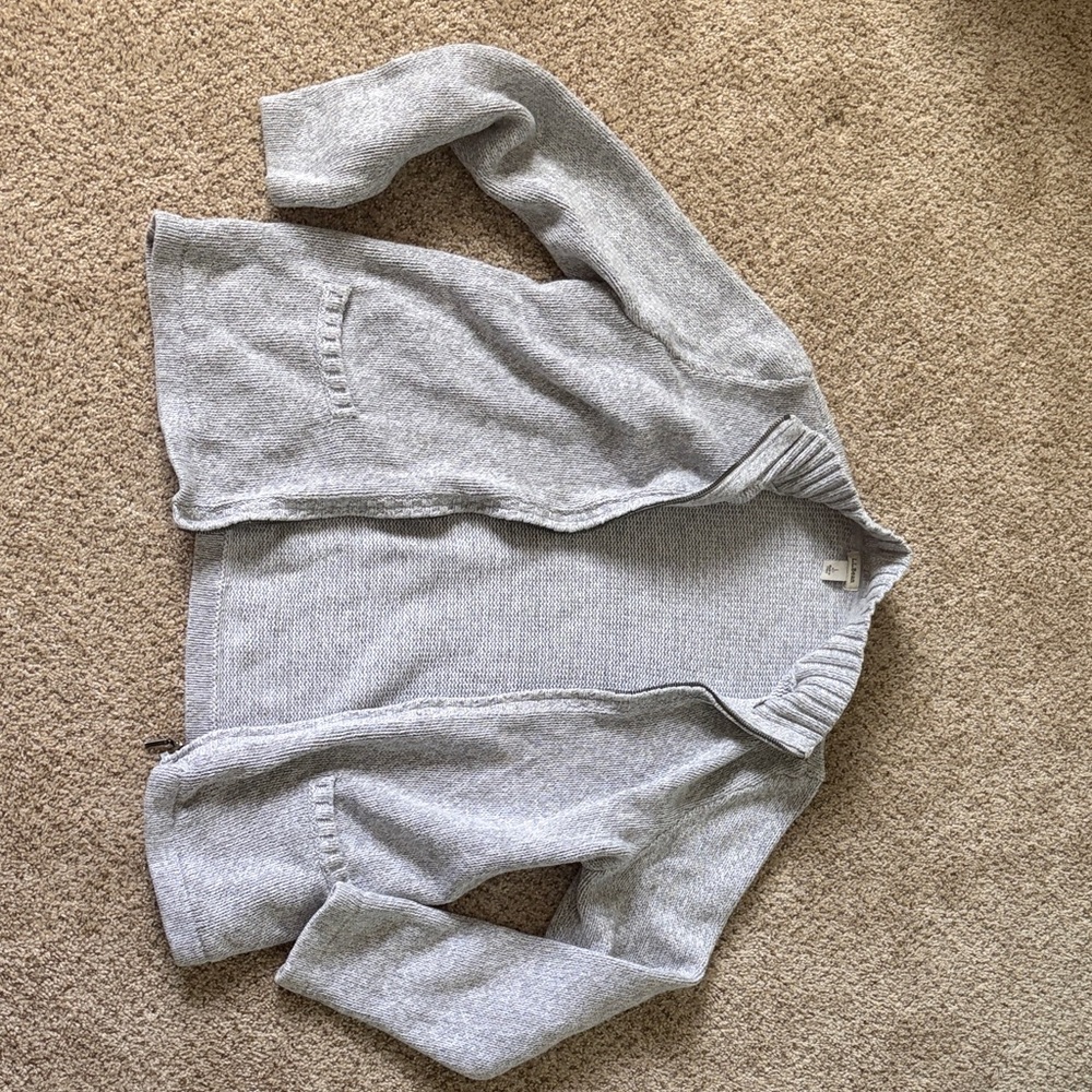 LL Bean Light Gray Knit Open Cardigan